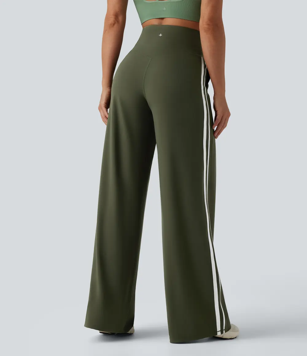 Colour Block Yoga Trousers in Deep Woodland Green