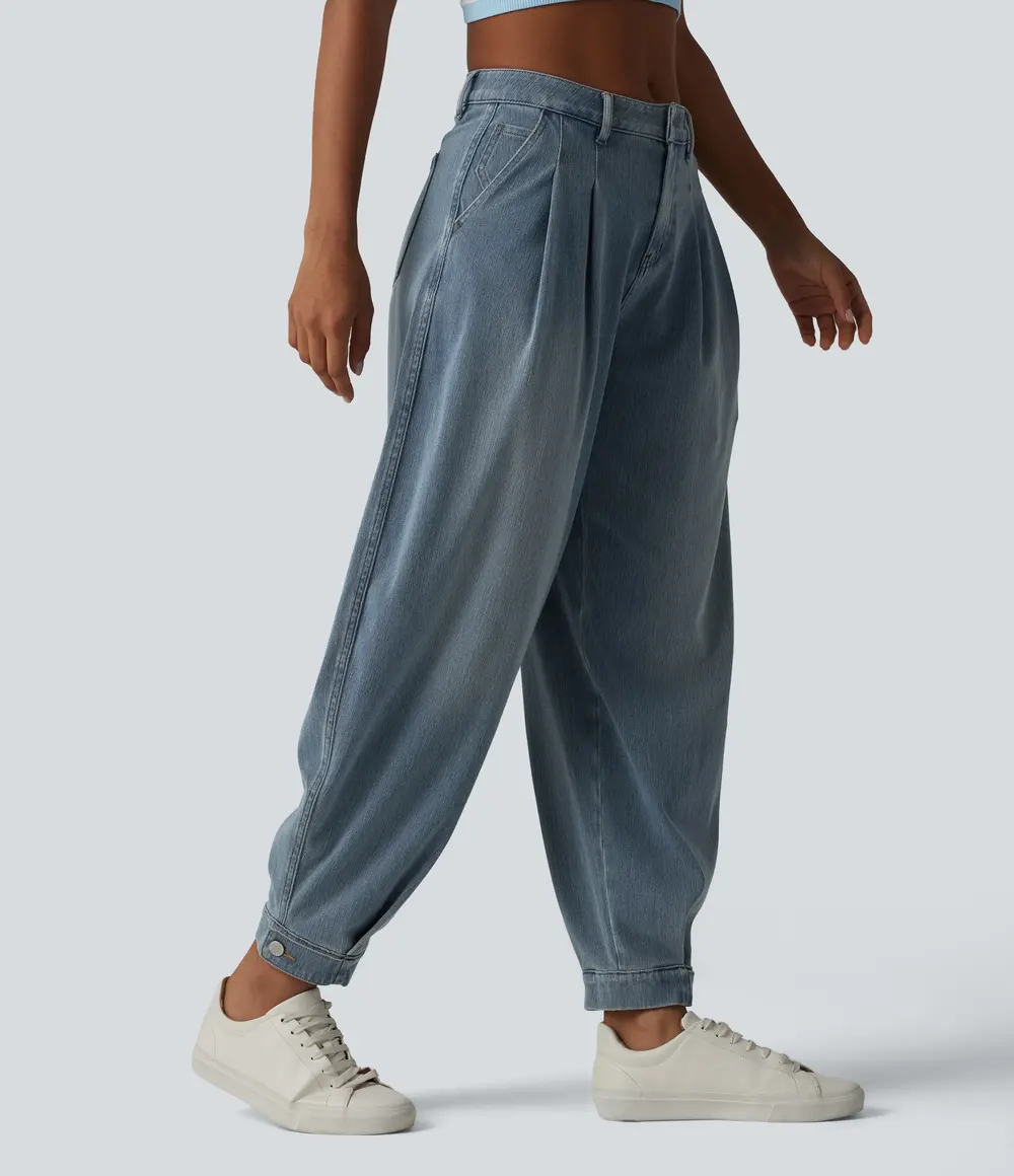 Denim Balloon Joggers in Blue Jasper Denim